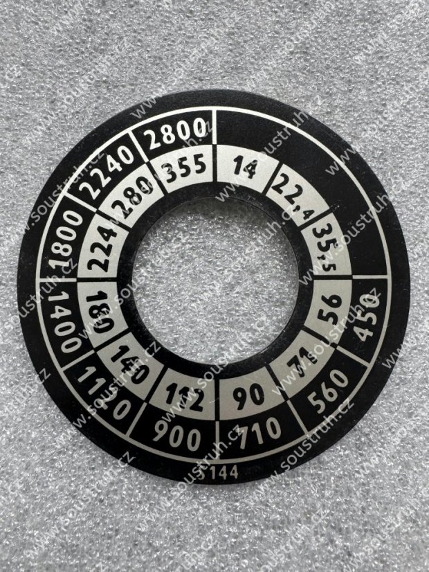 Štítek otáček S144 - černobílé provedení